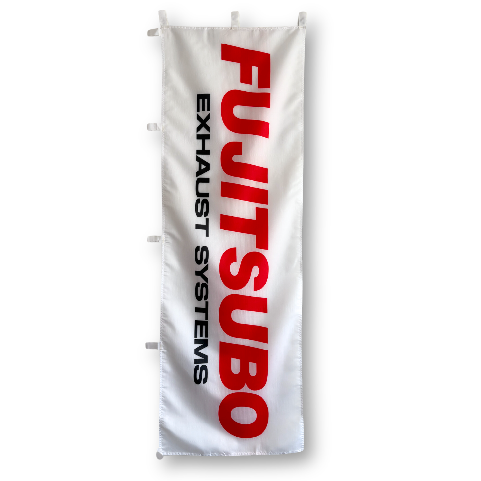 A rectangular flag with the Fujitsubo brand logo in red and white colors.