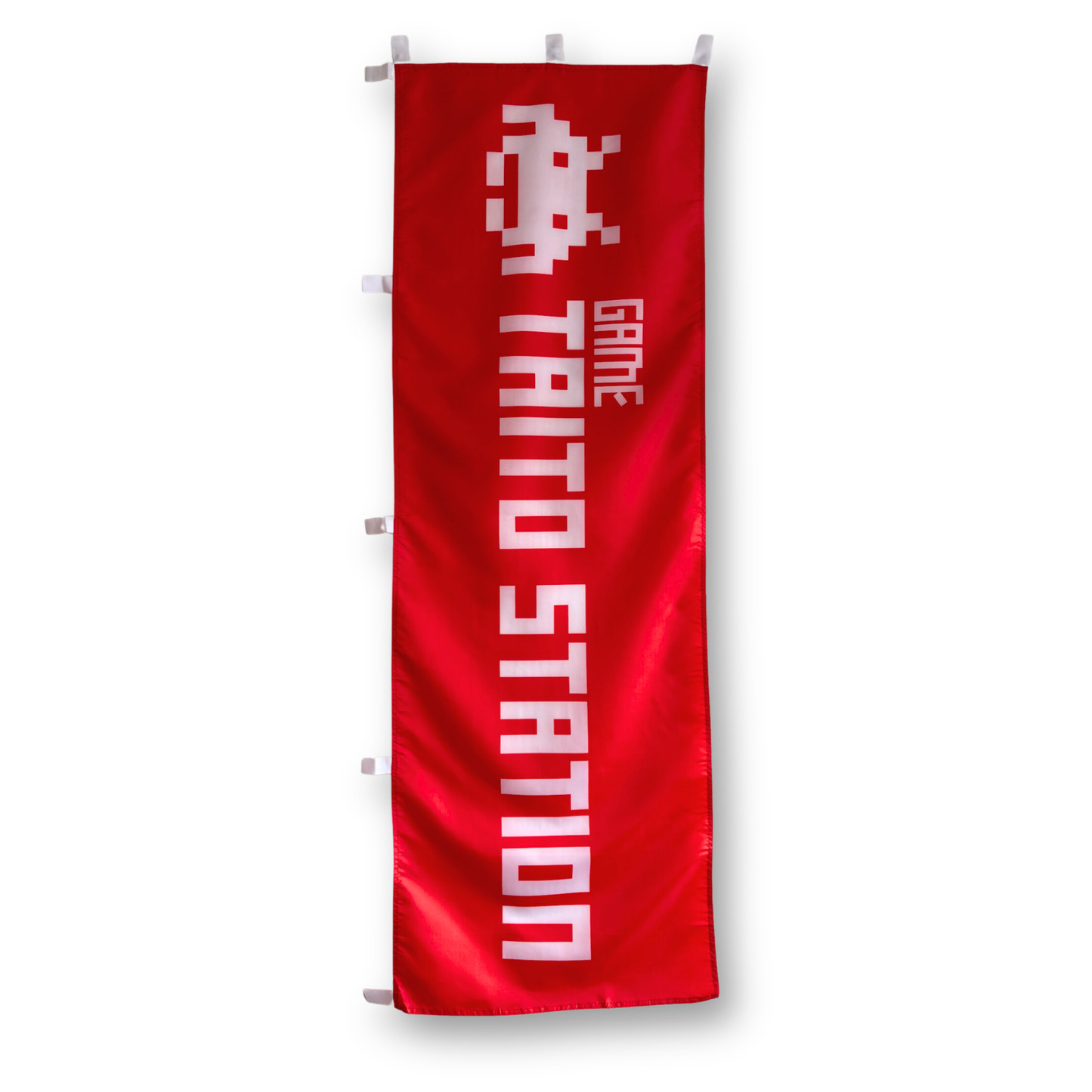 Red Banner with white font 'Taito Station'