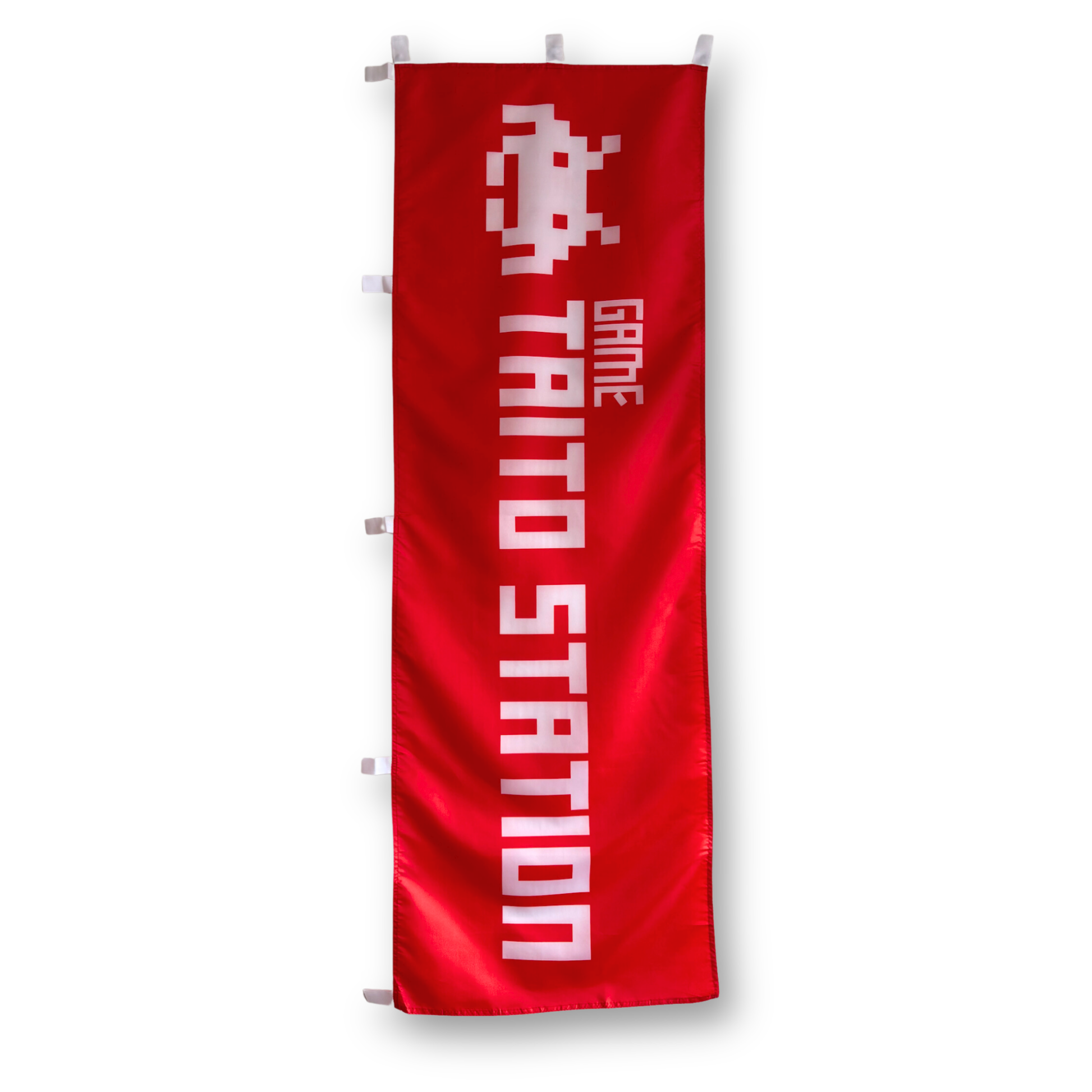 Red Banner with white font 'Taito Station'