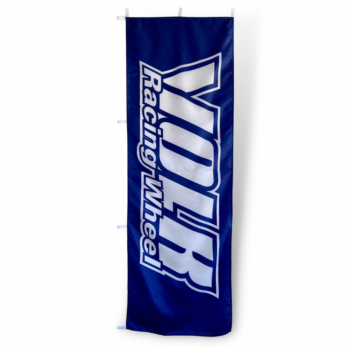 A blue flag with the white text 'Volk Racing Wheel' displayed across it.