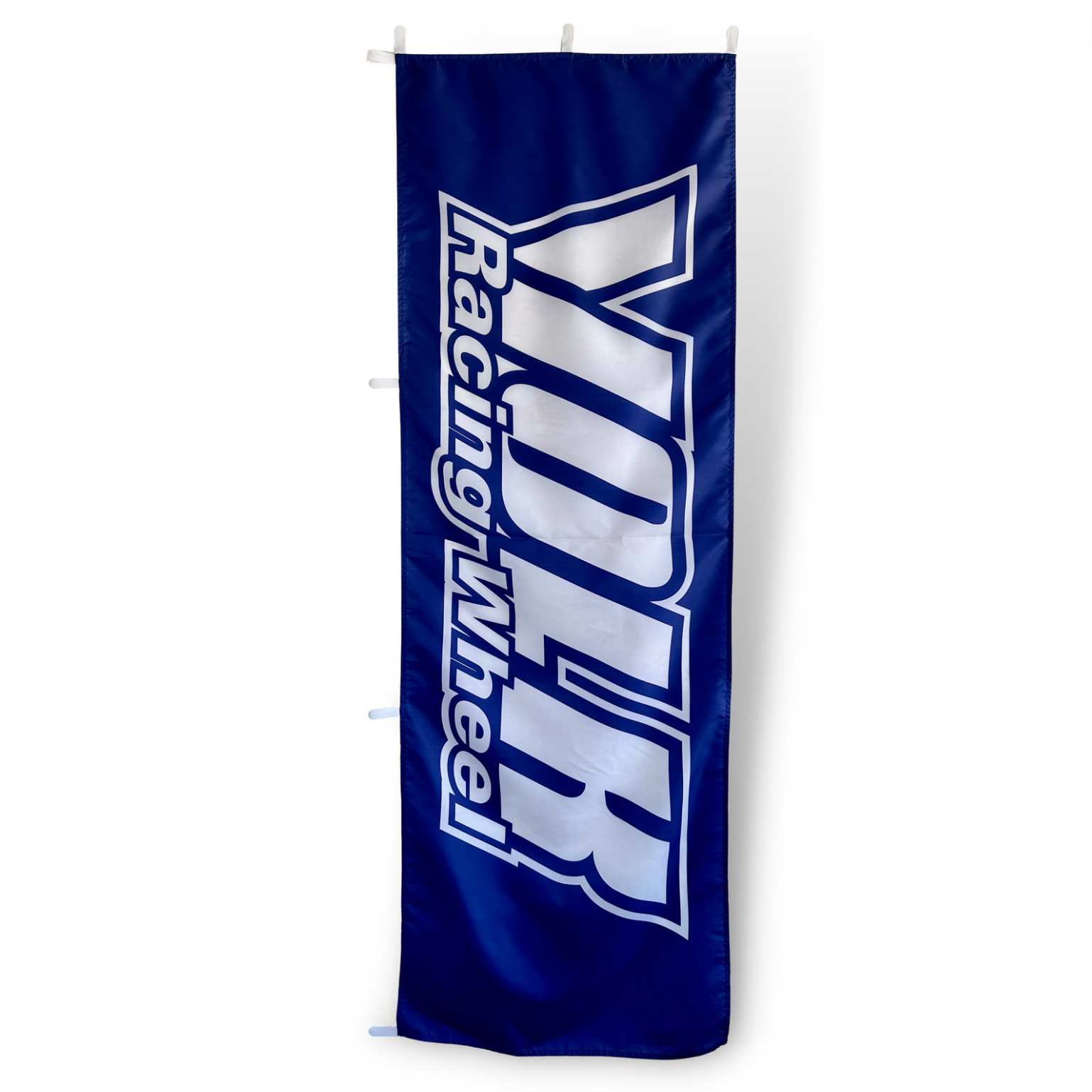 A blue flag with the white text 'Volk Racing Wheel' displayed across it.